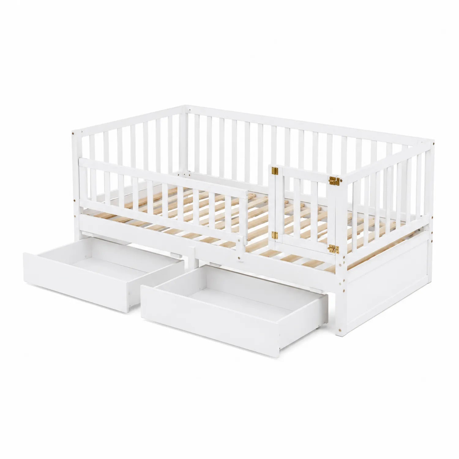 Letto in legno di pino con cassetti Bianco 200x90 cm
