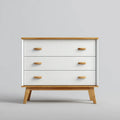 Chest of Drawers – 80x40x75cm Wood Frame 3-Drawer Unit – White/Oak – Modern Style