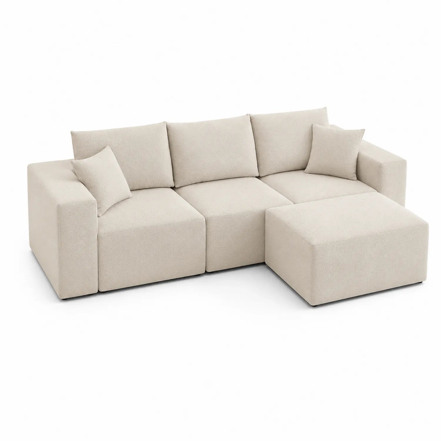 Divano angolare beige in tessuto poliestere