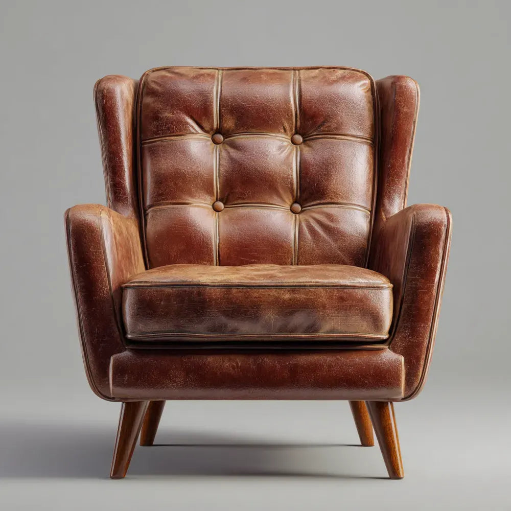 Leather Armchair Vintage Design Brown - 85x90x86 cm