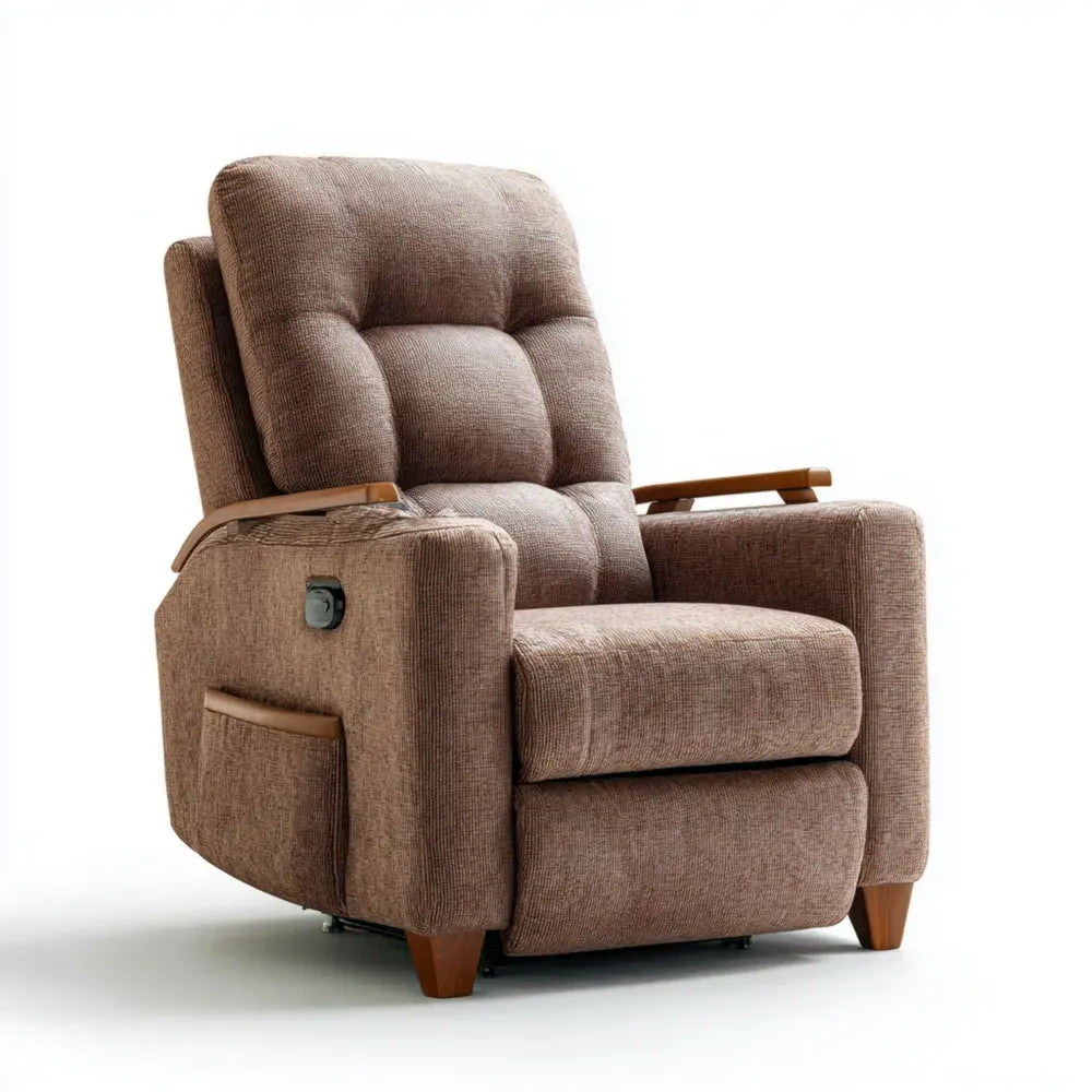 Recliner Chair Fabric Upholstery 80x90x105 cm Brown Modern Design