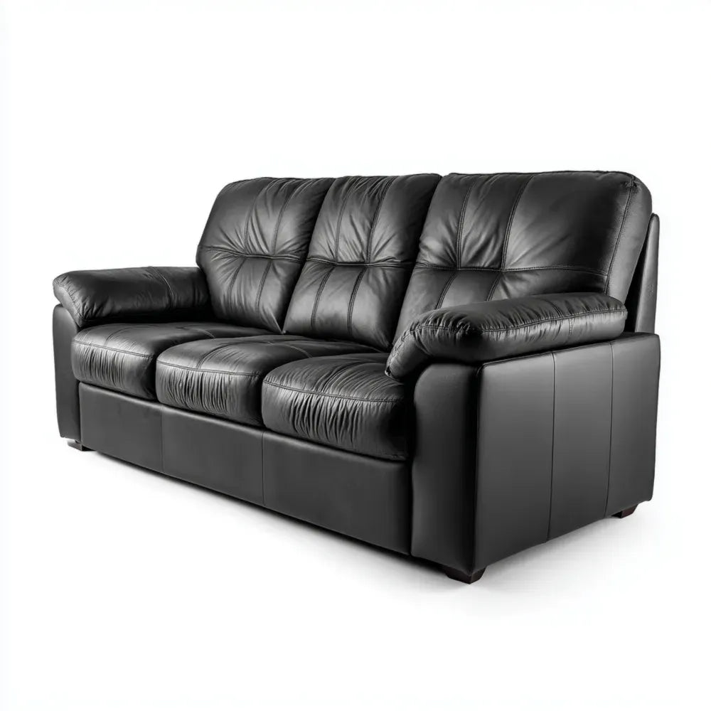 Leather Sofa Set 220x90x95 cm - Black - Modern Design