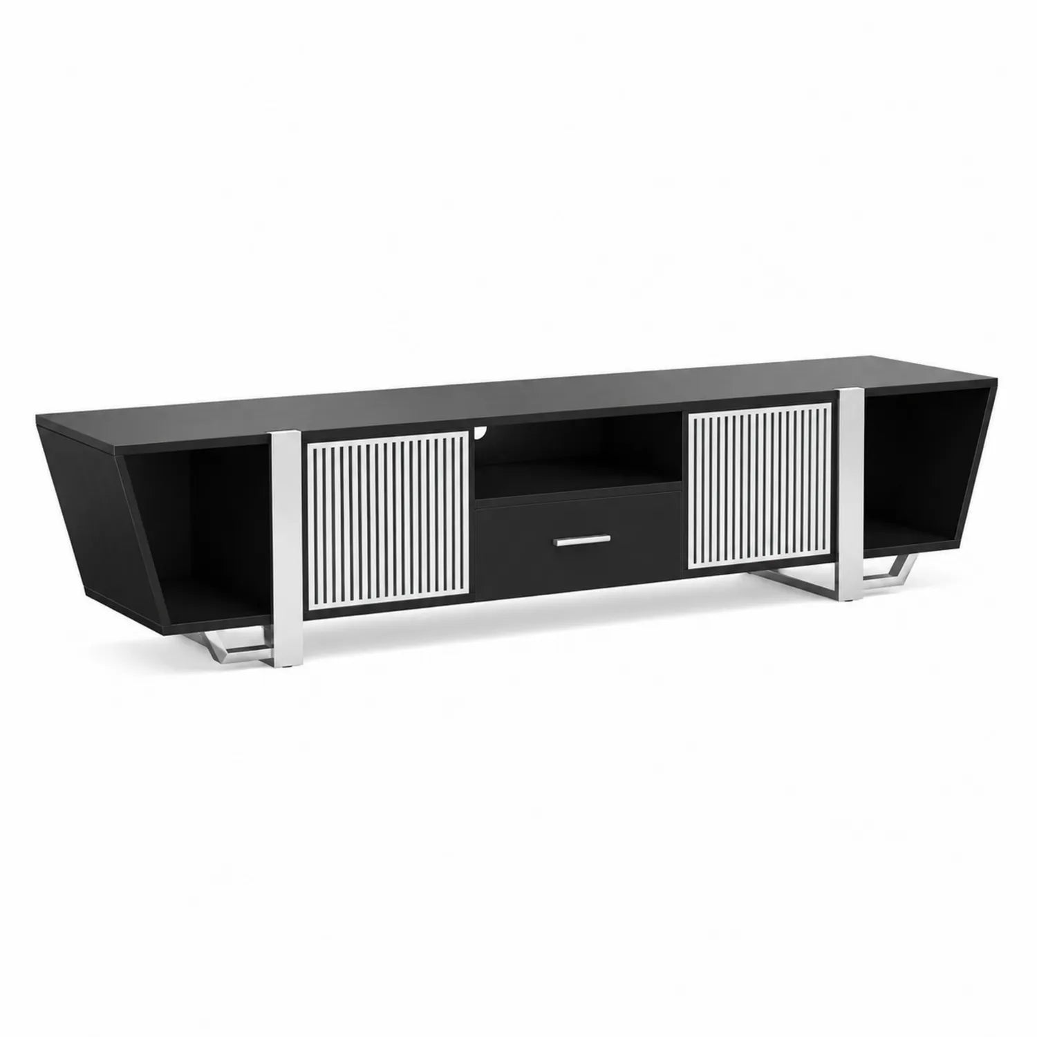 Mobile TV in MDF e Acciaio con Ante Scorrevoli 180x45x50 cm