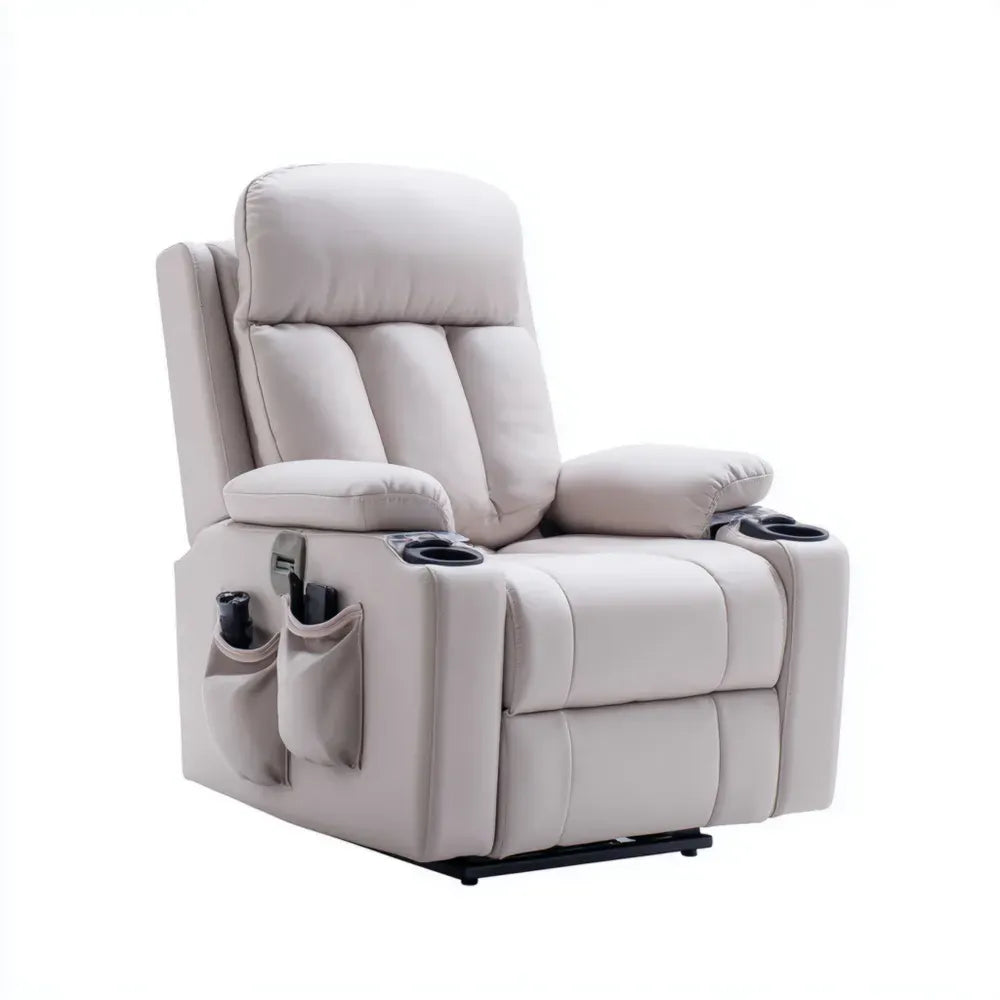 Recliner Chair Faux Leather 85x90x102 cm Soft Beige - Modern Design