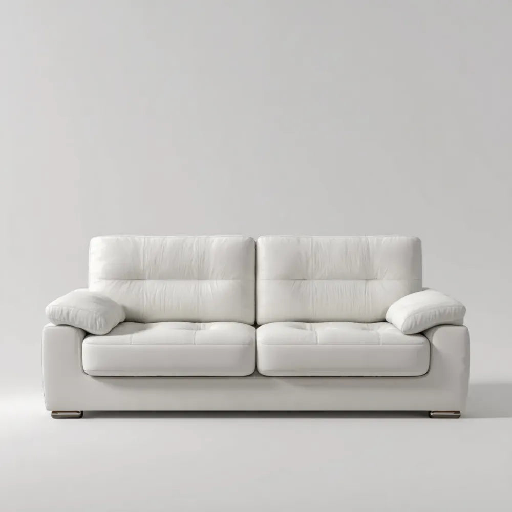 Leather Sofa 210x90x85 cm - White - Modern Design