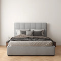 Double Bed Fabric Upholstery 200x160x100 cm - Light Gray - Modern Design