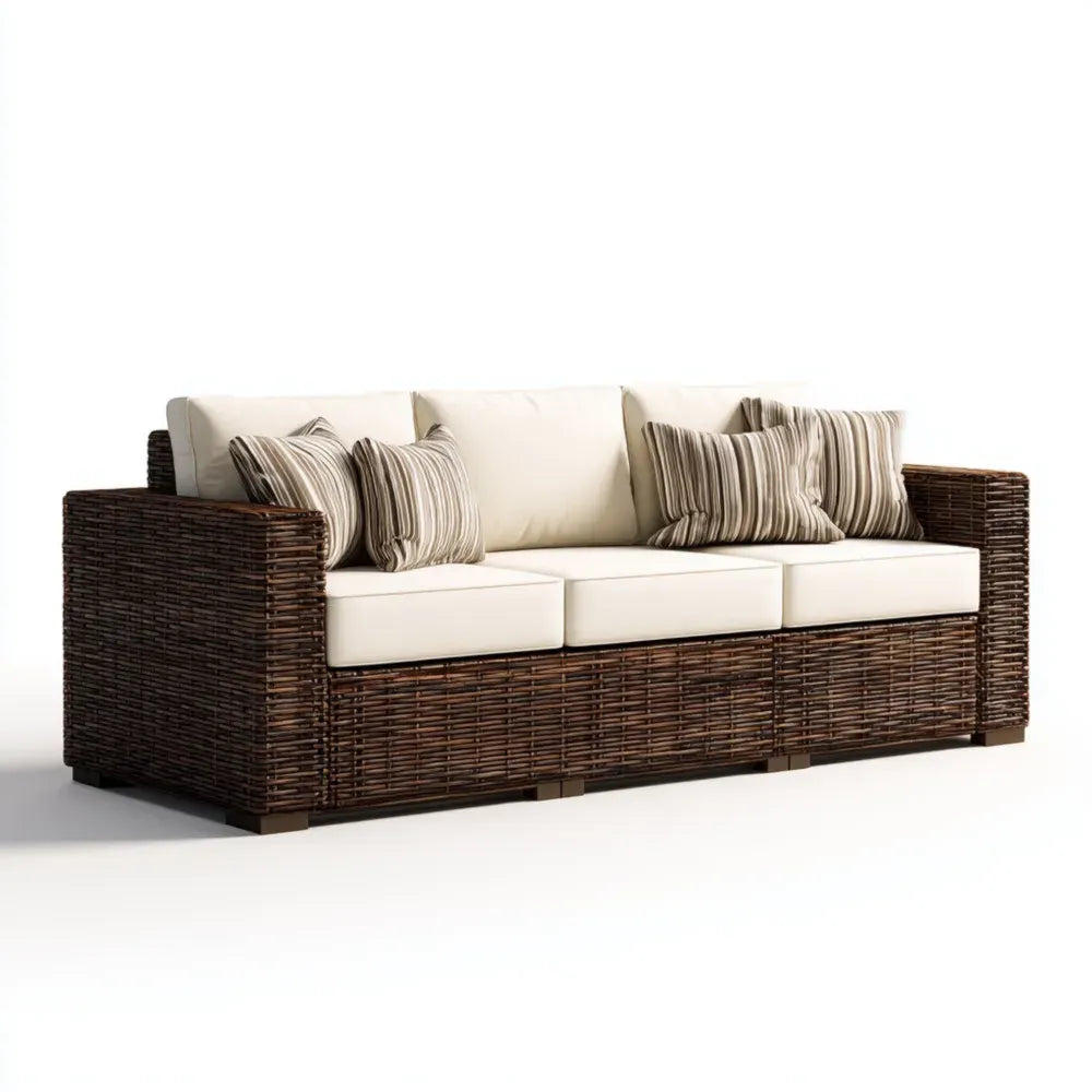 Rattan Outdoor Sofa Set 200x85x75 cm - Beige Cushions - Modern Design