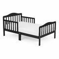 Letto per bambini in legno nero con materasso 140x70 cm