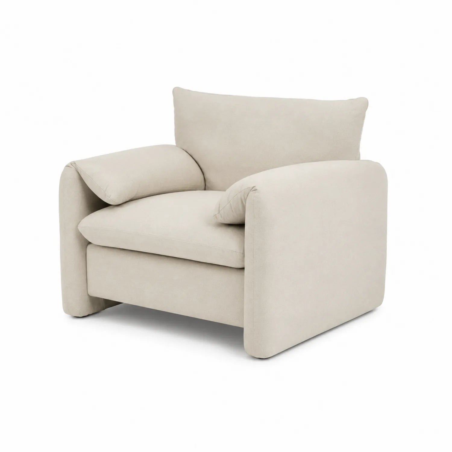 Poltrona in Tessuto Beige con Imbottitura in Schiuma
