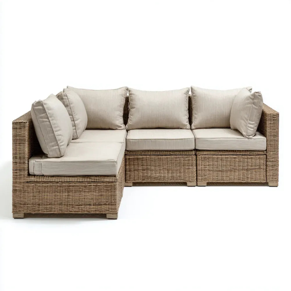 Patio Sectional Sofa Set - Rattan Wicker 250x75x64 cm - Beige - Modern Outdoor Design