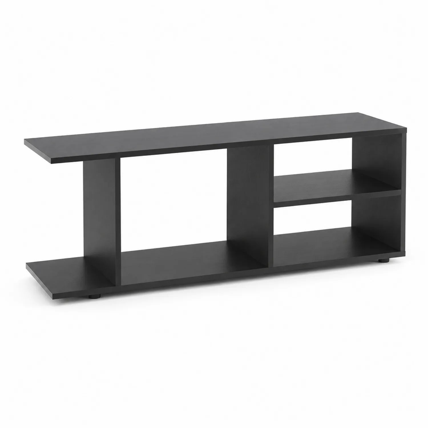Mobile TV in legno composito nero con ripiani