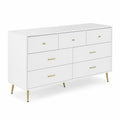 Cassettiera rettangolare 7 cassetti in MDF e metallo bianco
