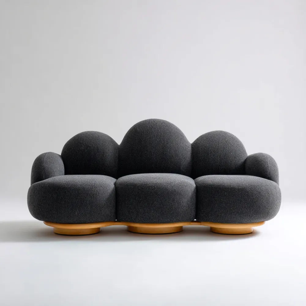 Contemporary Upholstered Sofa Set - Fabric Cushion 200x90x85 cm - Dark Grey - Modern Design