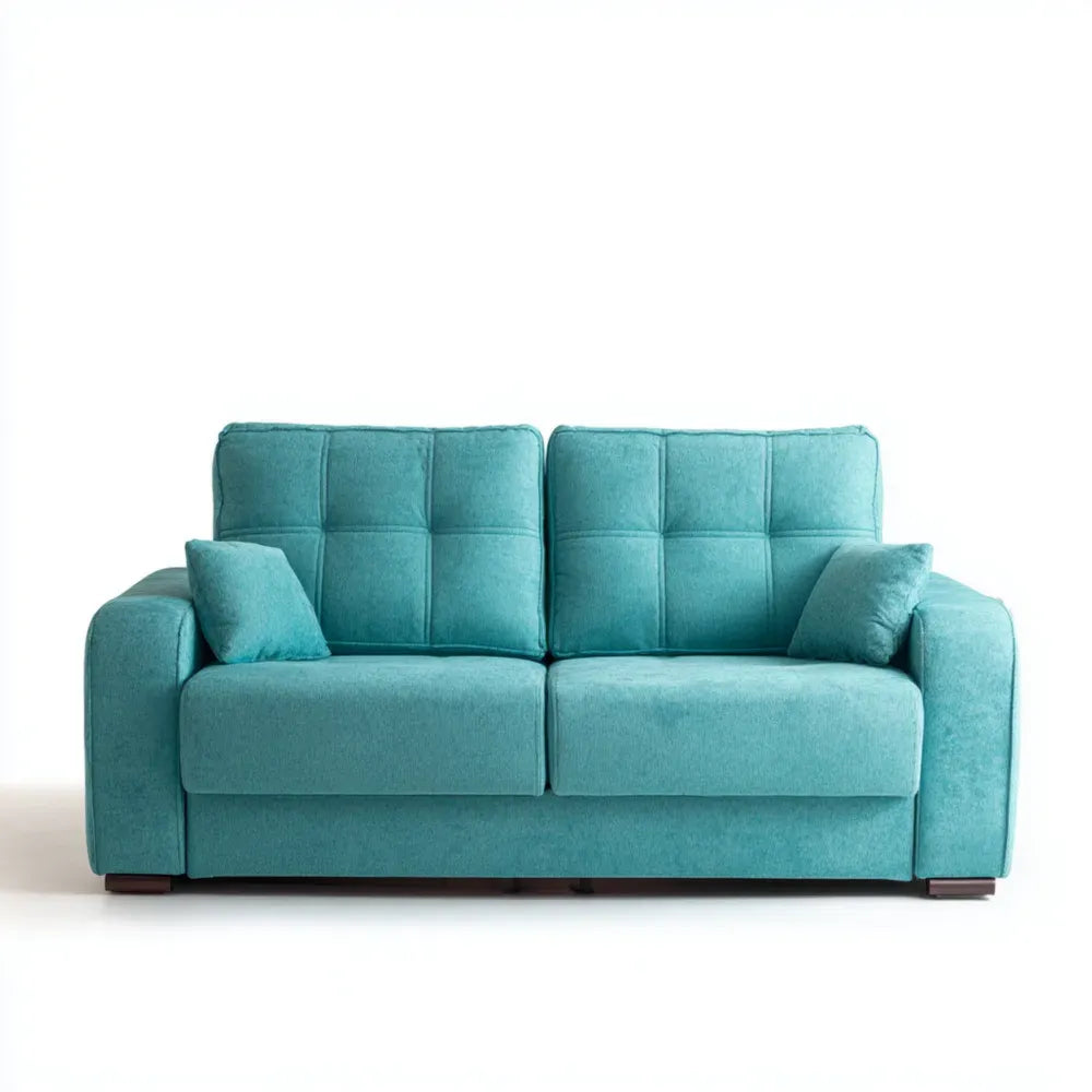 Modern Design Sofa Set Fabric Upholstered 200x90x85 cm – Turquoise