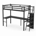 Letto a soppalco metallo Nero con scrivania e scala