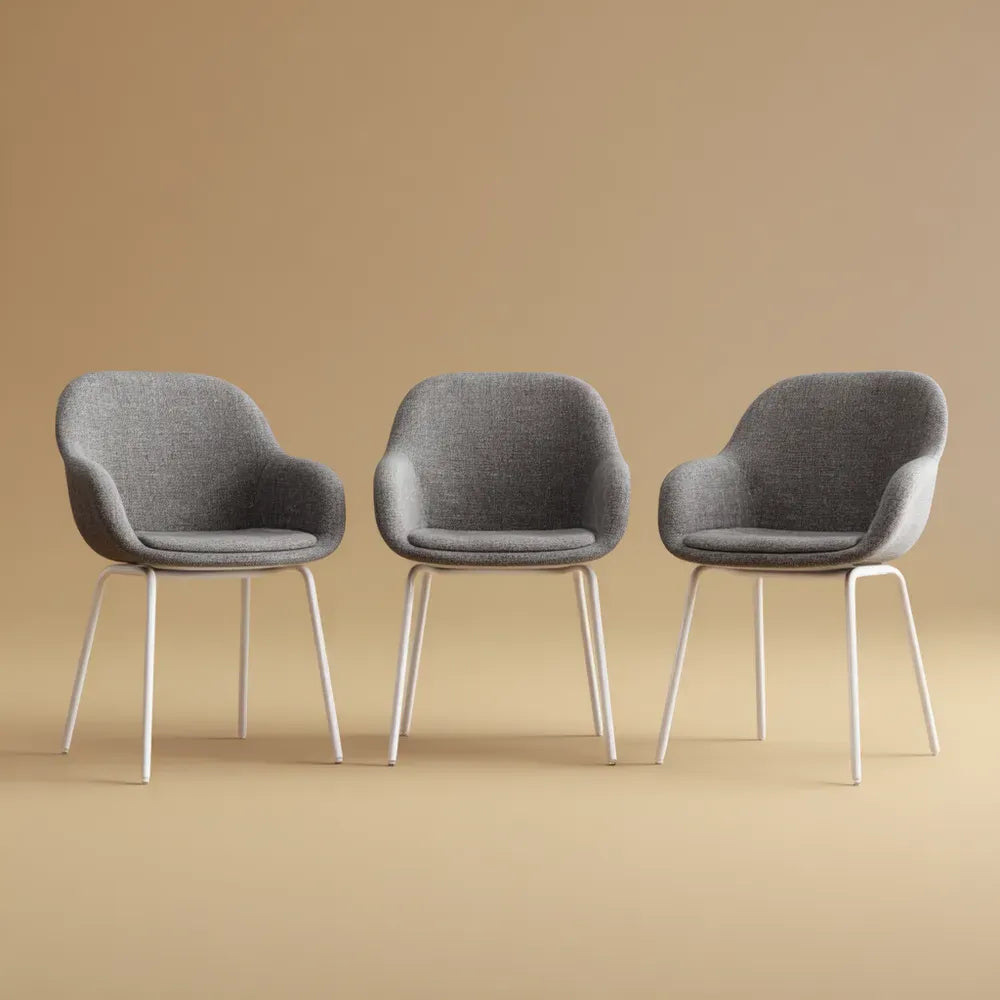 Dining Chair Set - Upholstered Fabric 55x55x84 cm - Grey - Modern Style