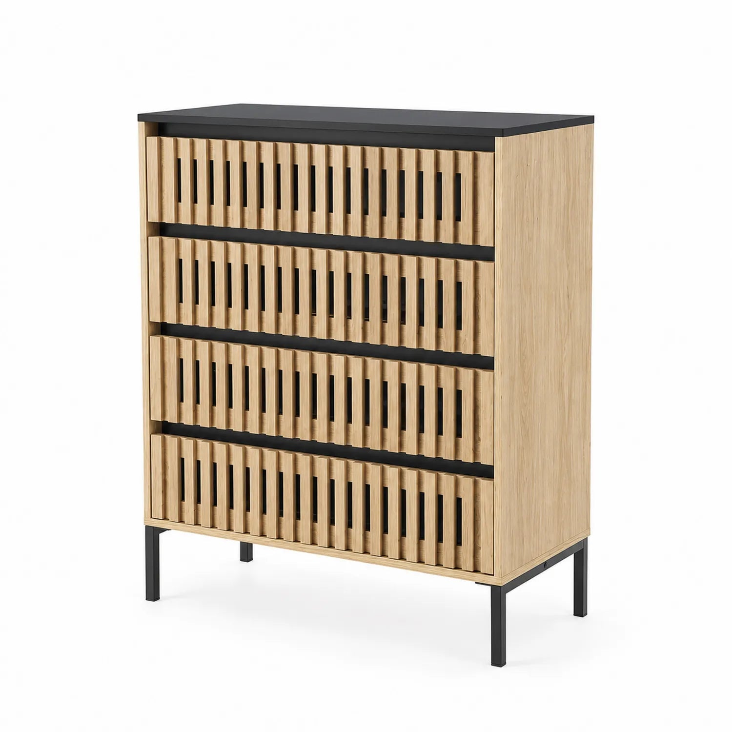 Cassettiera in legno e metallo con 5 cassetti