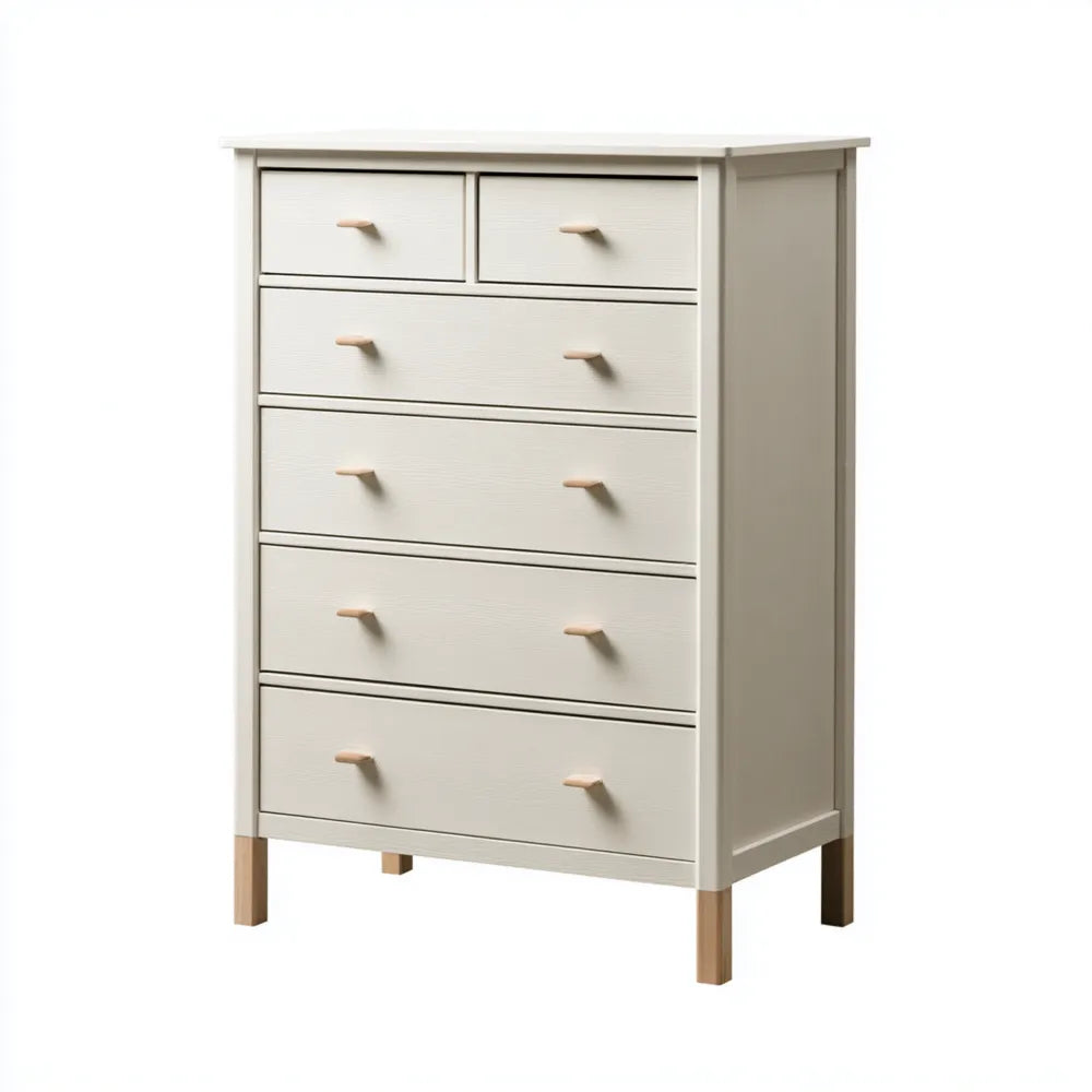 Chest of Drawers Wood 5-Drawer 80x40x120 cm - Light Beige - Modern Design