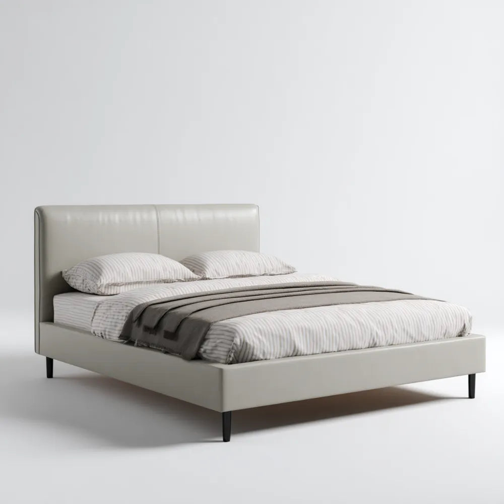 Double Bed Faux Leather 200x150x100 cm - Beige - Modern Design