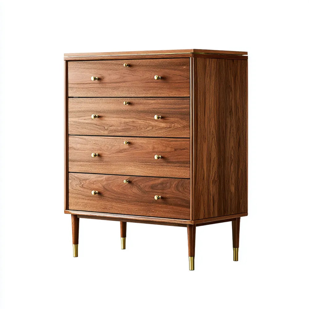 Chest of Drawers Solid Wood 90x45x120 cm - Brown - Mid-Century Modern Style