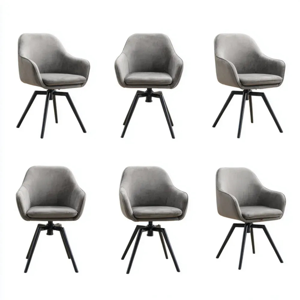 Dining Chairs Set of 6 Velvet Upholstered 55x55x82 cm - Light Grey - Modern Style
